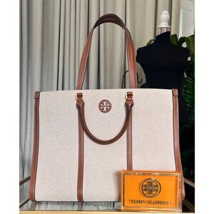 AUTHENTIC TORY BURCH BROWN AND CANVAS BLAKE SHOULDER BAG/TOTE/WORKBAG